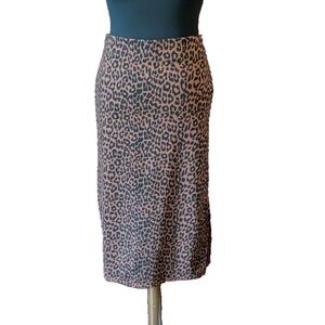 LOFT Animal Print Bodycon Midi Skirt Medium
